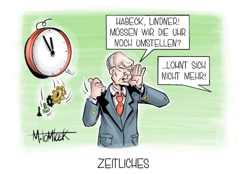 Cartoon: Zeitliches (medium) by Mirco Tomicek tagged zeitumstellung,winterzeit,zeit,sommerzeit,umstellung,zurückstellen,uhr,ampel,koalition,ampelregierung,regierung,olaf,scholz,habeck,lindner,cartoon,karikatur,pressekarikatur,mirco,tomicek,zeitumstellung,winterzeit,zeit,sommerzeit,umstellung,zurückstellen,uhr,ampel,koalition,ampelregierung,regierung,olaf,scholz,habeck,lindner,cartoon,karikatur,pressekarikatur,mirco,tomicek