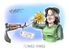 Cartoon: Flower Power (small) by Mirco Tomicek tagged annalena,baerbock,außenministerin,front,frontlinie,ostukraine,ukraine,konflikt,russland,moskau,frieden,helme,waffenlieferung,waffen,lieferung,deutschland,grüne,politik,cartoon,karikatur,pressekarikatur,mirco,tomicek