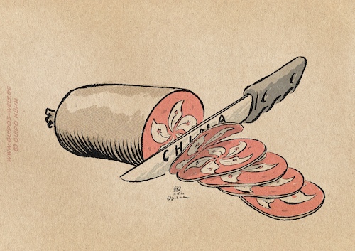 Cartoon: China Salami Taktik (medium) by Guido Kuehn tagged china,hing,kong,china,hing,kong