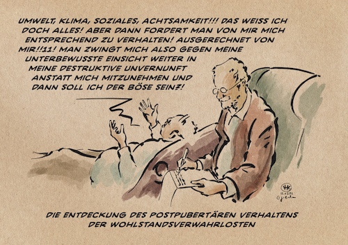 Cartoon: Die Entdeckung des Postpubertäre (medium) by Guido Kuehn tagged energiewende,klima,umwelt,konsum,verweigerung,wohlstand,energiewende,klima,umwelt,konsum,verweigerung,wohlstand