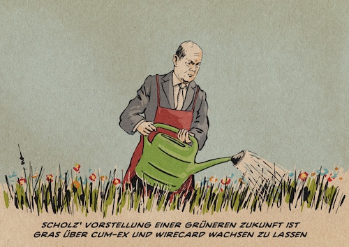 Cartoon: Olafs schmutziges Klimageheimnis (medium) by Guido Kuehn tagged scholz,spd,klima,braunkohle,2038,btw2021,wahl,umwelt,scholz,spd,klima,braunkohle,2038,btw2021,wahl,umwelt