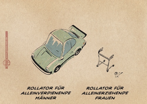 Cartoon: Rollatorstatistik (medium) by Guido Kuehn tagged altersarmut,gendergap,frauen,gender,männer,gleichberechtigung,kinder,kindergarten,auto,altersarmut,gendergap,frauen,gender,männer,gleichberechtigung,kinder,kindergarten,auto