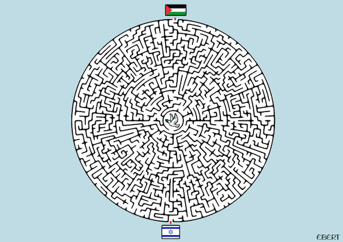 Cartoon: Peace maze (medium) by Enrico Bertuccioli tagged palestine,israel,palestinianisraeliconflict,palestineisraelcrisis,hamas,gaza,gazastrip,terrorism,terrorist,islamicterrorism,islamicterrorist,antisemitism,humanbeings,bombing,deadlyweapons,safety,security,intolerance,tolerance,middleeastcrisis,political,politicalcartoon,editorialcartoon,palestine,israel,palestinianisraeliconflict,palestineisraelcrisis,hamas,gaza,gazastrip,terrorism,terrorist,islamicterrorism,islamicterrorist,antisemitism,humanbeings,bombing,deadlyweapons,safety,security,intolerance,tolerance,middleeastcrisis,political,politicalcartoon,editorialcartoon