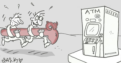 Cartoon: atm (medium) by yasar kemal turan tagged atm