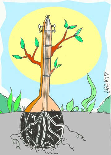 Cartoon: burn saz (medium) by yasar kemal turan tagged saz,love