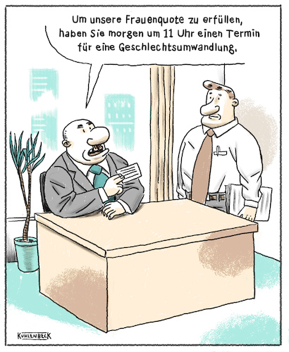 Cartoon: Frauenquote (medium) by Thomas Kuhlenbeck tagged frauenquote,boss,chef,angestellter,geschlecht,geschlechtsumwandlung,anweisung,befehl,frau,frauen,quote,termin,arzt,operation,job,büro,office,tisch,arbeit,frauenquote,boss,chef,angestellter,geschlecht,geschlechtsumwandlung,anweisung,befehl,frau,frauen,quote,termin,arzt,operation,job,büro,office,tisch,arbeit