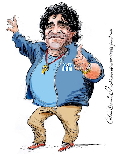 Diego Maradona caricature By Colin A Daniel | Sports Cartoon | TOONPOOL