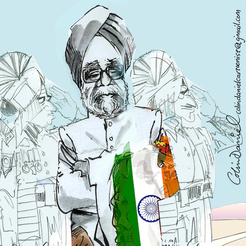 Cartoon: Manmohan Singh caricature (medium) by Colin A Daniel tagged manmohan,singh,caricature,by,colin,daniel