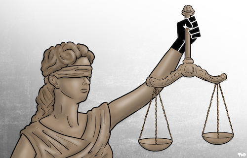 Cartoon: Justice (medium) by Tjeerd Royaards tagged blm,black,lives,matter,george,floyd,derek,chauvin,trial,guilty,justice,blm,black,lives,matter,george,floyd,derek,chauvin,trial,guilty,justice