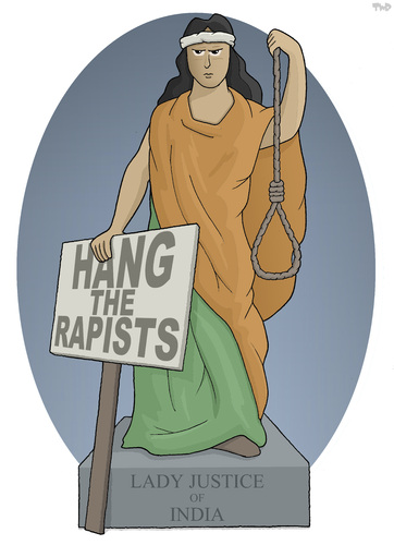 Cartoon: Lady Justice of India (medium) by Tjeerd Royaards tagged india,justice,rape,murder,delhi,bus,vistim,women,woman,cartoon,death,penalty,india,justice,rape,murder,delhi,bus,vistim,women,woman,cartoon,death,penalty