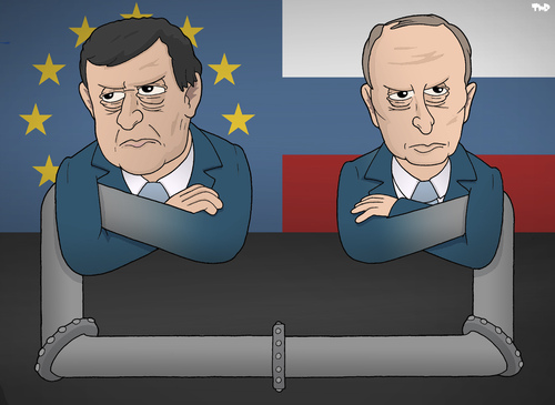 Cartoon: Ties That Bind (medium) by Tjeerd Royaards tagged russia,eu,europe,putin,barroso,gas,gazprom,pipeline,moscow,politics,economy,trade,russia,eu,europe,putin,barroso,gas,gazprom,pipeline,moscow,politics,economy,trade