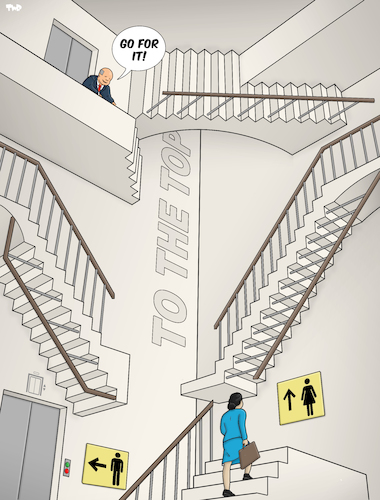 Cartoon: To the Top (medium) by Tjeerd Royaards tagged woman,men,man,women,feminism,career,ladder,unequal,inequality,woman,men,man,women,feminism,career,ladder,unequal,inequality