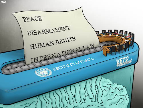 Cartoon: Veto powered (medium) by Tjeerd Royaards tagged un,security,council,united,nationas,veto,peace,war,human,rights,international,law,un,security,council,united,nationas,veto,peace,war,human,rights,international,law