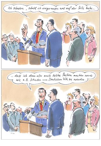 Cartoon: Amtseid (medium) by woessner tagged amtseid,politiker,volksvertreter,schwur,deutsch,volk,schaden,korruption,amtsmissbrauch,egoismus,amtseid,politiker,volksvertreter,schwur,deutsch,volk,schaden,korruption,egoismus,amtsmissbrauch,amt,mißbrauch,ämter