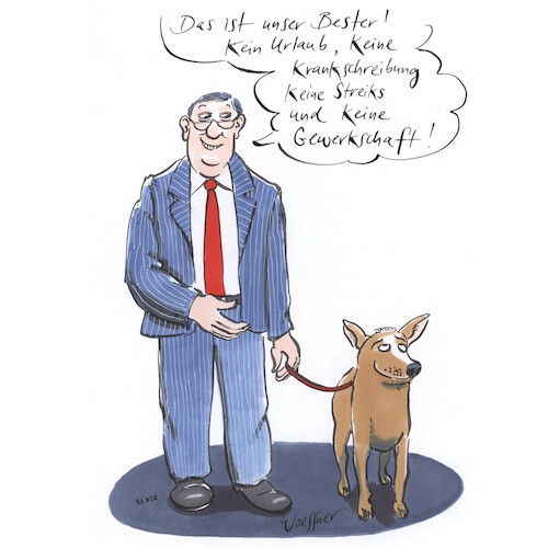 Cartoon: Arbeitnehmer Hund (medium) by woessner tagged cartoons,karikaturen,woessner,ferien,feiertage,brückentage,krankheit,blau,machen,fehlzeiten,arbeitsniederlegung,arbeitskampf,arbeitsplatz,arbeitsrecht,tierisch,arbeitstier,ausbeutung,arbeitnehmer,hund,gewerkschaft,urlaub,krankschreibung,streik,arbeiter,angestellter,abhängig,beschäftigter,arbeitstiere,lohn,und,brot,unternehmer,chef,boss,abteilungsleiter,gewerkschaftlich,cartoons,karikaturen,woessner,ferien,feiertage,brückentage,krankheit,blau,machen,fehlzeiten,arbeitsniederlegung,arbeitskampf,arbeitsplatz,arbeitsrecht,tierisch,arbeitstier,ausbeutung,arbeitnehmer,hund,gewerkschaft,urlaub,krankschreibung,streik,arbeiter,angestellter,abhängig,beschäftigter,arbeitstiere,lohn,und,brot,unternehmer,chef,boss,abteilungsleiter,gewerkschaftlich