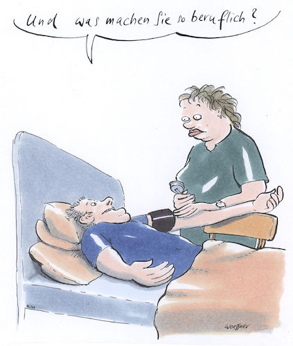 Cartoon: beruflich (medium) by woessner tagged freimut,woessner,karikaturen,cartoons,arzt,ärzte,mediziner,stationsschwester,blutdruckmessgerät,intelligenz,gesundheitswesen,klinik,klinikpersonal,beruflich,krankenschwester,patient,krankenhaus,medizin,gesundheit,krankheit,blutdruck,blutdruckmessung,beruf,qualifikation,eignung,berufung,krankenhauspersonal,krankenbett,station,freimut,woessner,karikaturen,cartoons,arzt,ärzte,mediziner,stationsschwester,blutdruckmessgerät,intelligenz,gesundheitswesen,klinik,klinikpersonal,beruflich,krankenschwester,patient,krankenhaus,medizin,gesundheit,krankheit,blutdruck,blutdruckmessung,beruf,qualifikation,eignung,berufung,krankenhauspersonal,krankenbett,station