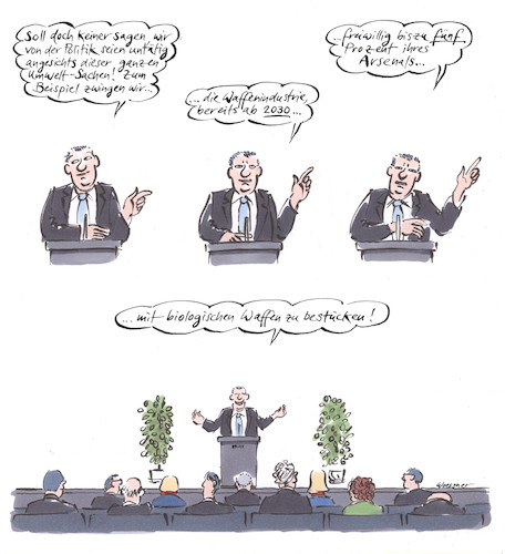 Cartoon: Biowaffen (medium) by woessner tagged woessner,karikaturen,cartoons,parteien,politiker,antworten,klimaerwärmung,bio,öko,biologisch,ökologisch,ökologie,umweltverschmutzung,waffenhandel,krieg,untätigkeit,untätig,korruption,bestechung,biologische,waffen,umwelt,politik,reaktion,klima,demonstrationen,umweltpaket,regierung,atomwaffen,chemiewaffen,abc,atomare,chemische,waffenindustrie,waffenlobby,waffenexporte,lobbyismus,exportbeschränkungen,woessner,karikaturen,cartoons,parteien,politiker,antworten,klimaerwärmung,bio,öko,biologisch,ökologisch,ökologie,umweltverschmutzung,waffenhandel,krieg,untätigkeit,untätig,korruption,bestechung,biologische,waffen,umwelt,politik,reaktion,klima,demonstrationen,umweltpaket,regierung,atomwaffen,chemiewaffen,abc,atomare,chemische,waffenindustrie,waffenlobby,waffenexporte,lobbyismus,exportbeschränkungen