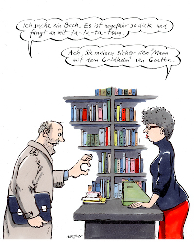 Cartoon: Buchsuche (medium) by woessner tagged cartoons,karikaturen,woessner,neunte,symphonie,mann,mit,dem,goldhelm,schriftstellerei,büchersuche,bücherstube,bildung,genre,buchmesse,verlage,frankfurter,leipziger,verlegerinnen,buchmarkt,lesestoff,leseratten,buchsuche,buchhandlung,kunde,klassiker,beethoven,goethe,rembrandt,kundenwunsch,bücher,buchhandel,buchhändlerinnen,käuferinnen,weltliteratur,lesekultur,lesen,dichtung,dichterinnen,schriftstellerinnen,schreiber,cartoons,karikaturen,woessner,neunte,symphonie,mann,mit,dem,goldhelm,schriftstellerei,büchersuche,bücherstube,bildung,genre,buchmesse,verlage,frankfurter,leipziger,verlegerinnen,buchmarkt,lesestoff,leseratten,buchsuche,buchhandlung,kunde,klassiker,beethoven,goethe,rembrandt,kundenwunsch,bücher,buchhandel,buchhändlerinnen,käuferinnen,weltliteratur,lesekultur,lesen,dichtung,dichterinnen,schriftstellerinnen,schreiber