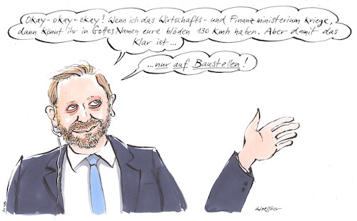 Cartoon: FDP GRÜNE Koalitionsverhandlung (medium) by woessner tagged fdp,grüne,koalitionsverhandlungen,christian,lindner,annalena,baerbock,robert,habeck,jamaika,ampel,umwelt,tempo,130,autobahnen,baustellen,tempolimit,co,zwei,preis,kohlendioxid,cartoons,illustrationen,karikaturen,woessner,klimaerwärmung,klimaschutz,politik,verhandlungen,koalitionen,postengeschacher,inhalte,personen,feilschen,handeln,kompromisse,regierung,richtlinien,fdp,grüne,koalitionsverhandlungen,christian,lindner,annalena,baerbock,robert,habeck,jamaika,ampel,umwelt,tempo,130,autobahnen,baustellen,tempolimit,co,zwei,preis,kohlendioxid,cartoons,illustrationen,karikaturen,woessner,klimaerwärmung,klimaschutz,politik,verhandlungen,koalitionen,postengeschacher,inhalte,personen,feilschen,handeln,kompromisse,regierung,richtlinien