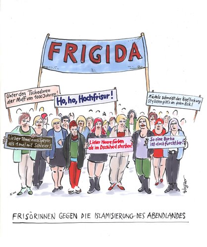 Cartoon: frigida (medium) by woessner tagged pegida,frisörinnen,islamifizierung,abendland,patriotisch,europa,europäer,islamophobie,ausländerhass,ausländerfeindlichkeit,fremdenfeindlich,rechtsradikal,glaubenskrieg,pegida,frisörinnen,islamifizierung,abendland,patriotisch,europa,europäer,islamophobie,ausländerhass,ausländerfeindlichkeit,fremdenfeindlich,rechtsradikal,glaubenskrieg