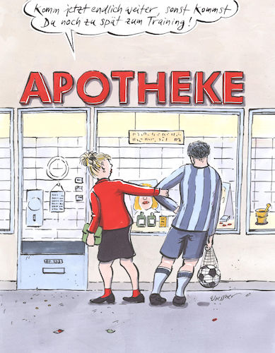 Cartoon: Fussball Apotheke (medium) by woessner tagged freimut,woessner,karikaturen,cartoons,schaufenster,fussballspiel,fussballweltmeisterschaft,fussballeuropameisterschaft,medizin,fussball,apotheke,doping,europameisterschaft,weltmeisterschaft,wm,em,dopen,medikamente,stimulantien,drogen,leistungssteigerung,sport,beziehung,training,freimut,woessner,karikaturen,cartoons,schaufenster,fussballspiel,fussballweltmeisterschaft,fussballeuropameisterschaft,medizin,fussball,apotheke,doping,europameisterschaft,weltmeisterschaft,wm,em,dopen,medikamente,stimulantien,drogen,leistungssteigerung,sport,beziehung,training