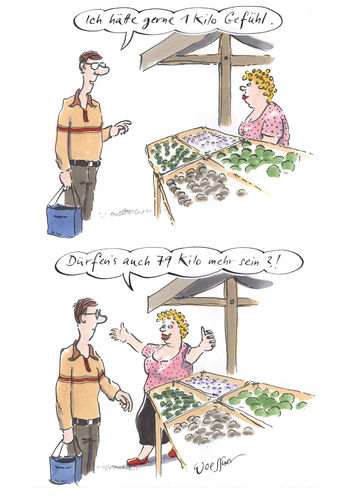 Cartoon: Gefühl (medium) by woessner tagged woessner,karikatur,cartoon,liebesszene,markt,obststand,gemüse,obst,käufer,verkäuferin,schüchternheit,offensive,direktheit,überwältigung,gefühl,marktfrau,marktstand,wochenmarkt,kunde,gefühlvoll,sehnsucht,einsamkeit,flirt,erotik,anmache,beziehung,vereinnahmung,mann,frau,geschlecht,liebe,verknallt,verliebt,verliebtheit,woessner,karikatur,cartoon,liebesszene,markt,obststand,gemüse,obst,käufer,verkäuferin,schüchternheit,offensive,direktheit,überwältigung,gefühl,marktfrau,marktstand,wochenmarkt,kunde,gefühlvoll,sehnsucht,einsamkeit,flirt,erotik,anmache,beziehung,vereinnahmung,mann,frau,geschlecht,liebe,verknallt,verliebt,verliebtheit