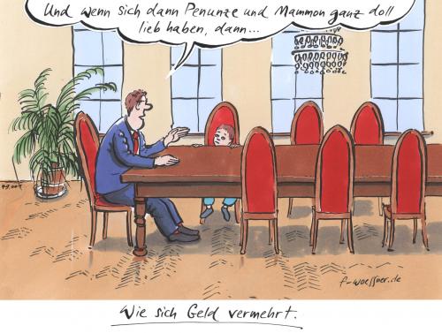 Cartoon: geldvermehrung (medium) by woessner tagged geld,vermehrung,fortpflanzung,aufklärung,finanzkrise,bank,reich,jugend,arbeit,wirtschaft,geld,vermehrung,fortpflanzung,aufklärung,finanzkrise,finanzen,wirtschaft,wirtschaftskrise,arbeit,jugend,bank,banken,banker,vater,sohn,eltern,erziehung,bildung,wissen