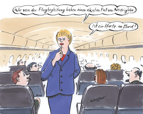 Cartoon: Hartz an Bord (medium) by woessner tagged woessner,karikaturen,cartoons,flugpersonal,airlines,fluggesellschaften,bezahlung,entlohnung,gehalt,einkommen,prekär,ausbeutung,saftschubse,steward,flugreise,fliegendes,personal,flugbegleitung,niedriglohn,stewardessen,lohndumping,mindestlohn,hartz,fliegen,flugzeug,bord,flugbegleiterinnen,tarifvertrag,gewerkschaft,verdi,dienstleistung,woessner,karikaturen,cartoons,flugpersonal,airlines,fluggesellschaften,bezahlung,entlohnung,gehalt,einkommen,prekär,ausbeutung,saftschubse,steward,flugreise,fliegendes,personal,flugbegleitung,niedriglohn,stewardessen,lohndumping,mindestlohn,hartz,fliegen,flugzeug,bord,flugbegleiterinnen,tarifvertrag,gewerkschaft,verdi,dienstleistung