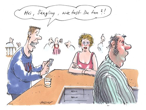 Cartoon: hei säugling (medium) by woessner tagged hei,säugling,sprache,amerikanisch,englisch,übersetzung,übersetzungsprogramm,skype,iphone,handy,smartphone,dolmetscher,beziehung,erotik,anmache,flirt,kneipe,restaurant,hei,säugling,sprache,amerikanisch,englisch,übersetzung,übersetzungsprogramm,skype,iphone,handy,smartphone,dolmetscher,beziehung,erotik,anmache,flirt,kneipe,restaurant