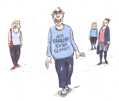 Cartoon: Ich bin geimpft (medium) by woessner tagged woessner,karikaturen,cartoons,medizin,gesundheit,krankheit,ansteckung,übertragung,virus,verlauf,intensivstation,krankenhaus,künstliche,beatmung,gegenmittel,geimpft,querformat,impfung,impfen,impfstoff,corona,covid,pandemie,erotik,impfzentren,bevorzugung,benachteiligung,reihenfolge,vorteile,nachteile,impfzwang,woessner,karikaturen,cartoons,medizin,gesundheit,krankheit,ansteckung,übertragung,virus,verlauf,intensivstation,krankenhaus,künstliche,beatmung,gegenmittel,geimpft,querformat,impfung,impfen,impfstoff,corona,covid,pandemie,erotik,impfzentren,bevorzugung,benachteiligung,reihenfolge,vorteile,nachteile,impfzwang