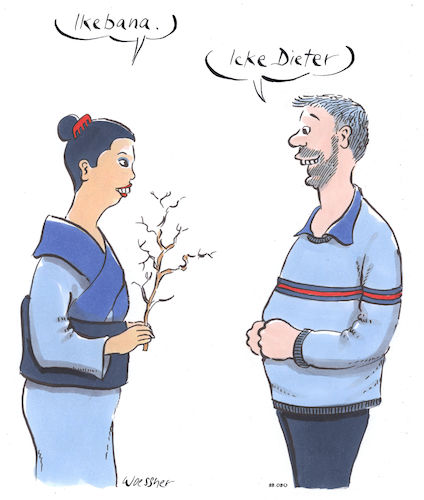 Cartoon: Ikebana (medium) by woessner tagged woessner,karikatur,cartoon,frau,mann,erotik,berlin,berlinerisch,sprache,naivität,bildung,gebildet,ungebildet,gender,geschlecht,ikebana,japan,japanisch,samurai,geisha,blumenarrangement,pflanzen,natur,blumenbindekunst,philosophie,religion,religiös,tradition,traditionell,flirt,missverständnis,woessner,karikatur,cartoon,frau,mann,erotik,berlin,berlinerisch,sprache,naivität,bildung,gebildet,ungebildet,gender,geschlecht,ikebana,japan,japanisch,samurai,geisha,blumenarrangement,pflanzen,natur,blumenbindekunst,philosophie,religion,religiös,tradition,traditionell,flirt,missverständnis