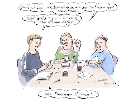 Cartoon: Innenministerium (medium) by woessner tagged innenministerium,gendergerechte,schreibweise,geschlecht,mann,frau,männlich,weiblich,grammatik,rechtschreibung,politik,innenministerinnen,geschlechtergerechtigkeit,geschlechtergerecht,woessner,karikaturen,cartoons,schule,bildung,schülerinnen,lehrerinnen,sternchen,schrägstrich,sprache,sprachlich,umgangssprache,umgangssprachlich,grammatikalisch,korrekt,innenministerium,gendergerechte,schreibweise,geschlecht,mann,frau,männlich,weiblich,grammatik,rechtschreibung,politik,innenministerinnen,geschlechtergerechtigkeit,geschlechtergerecht,woessner,karikaturen,cartoons,schule,bildung,schülerinnen,lehrerinnen,sternchen,schrägstrich,sprache,sprachlich,umgangssprache,umgangssprachlich,grammatikalisch,korrekt