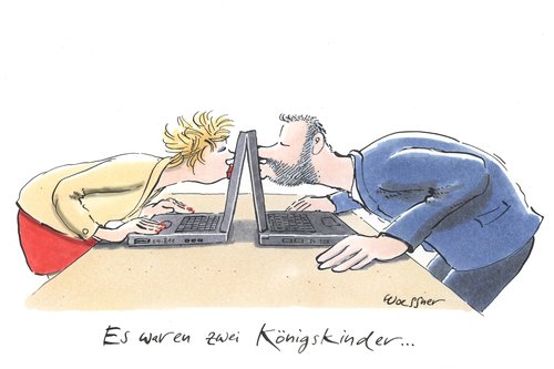 Cartoon: königskinder (medium) by woessner tagged konsum,kuss,sage,realität,online,offline,virtuell,nähe,erotik,beziehung,vernetzung,smartphone,handy,laptop,computer,jugend,königskinder,königskinder,jugend,computer,laptop,handy,smartphone,vernetzung,beziehung,erotik,nähe,virtuell,offline,online,realität,sage,kuss,konsum