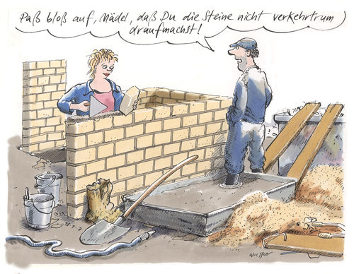 Cartoon: Maurerin (medium) by woessner tagged woessner,karikatur,cartoon,heimwerken,selbermachen,selbst,ist,der,mann,frau,bauarbeiter,bauarbeiten,kritik,fehler,dummheit,heimwerker,baustelle,bauplatz,baumarkt,do,it,yourself,bauherr,bauherrin,geschlecht,gender,gleichberechtigung,emanzipation,frauenrolle,männerrolle,geschlechterrolle,stereotype,vorurteil,woessner,karikatur,cartoon,heimwerken,selbermachen,selbst,ist,der,mann,frau,bauarbeiter,bauarbeiten,kritik,fehler,dummheit,heimwerker,baustelle,bauplatz,baumarkt,do,it,yourself,bauherr,bauherrin,geschlecht,gender,gleichberechtigung,emanzipation,frauenrolle,männerrolle,geschlechterrolle,stereotype,vorurteil