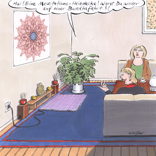 Cartoon: Meditationsdecke (medium) by woessner tagged freimut,woessner,karikaturen,cartoons,freundinnen,meditationsdecke,hausaltar,versenkung,yoga,versenken,ausflug,kurzreise,heizdecke,meditation,esoterik,butterfahrt,verkaufen,aufschwatzen,konsum,buddha,buddhismus,religion,glaube,kirche,meditieren,achtsamkeit,ferner,osten,fernöstlich,buddhistisch,verkausaktion,freimut,woessner,karikaturen,cartoons,freundinnen,meditationsdecke,hausaltar,versenkung,yoga,versenken,ausflug,kurzreise,heizdecke,meditation,esoterik,butterfahrt,verkaufen,aufschwatzen,konsum,buddha,buddhismus,religion,glaube,kirche,meditieren,achtsamkeit,ferner,osten,fernöstlich,buddhistisch,verkausaktion