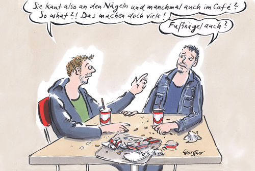 Cartoon: Nägel kauen (medium) by woessner tagged woessner,cartoon,karikatur,nägel,kauen,öffentlichkeit,partnerschaft,freundin,freund,ekel,neurose,tick,angewohnheit,benehmen,benimm,gesellschaft,beziehungsproblem,toleranz,erotik,woessner,cartoon,karikatur,nägel,kauen,öffentlichkeit,partnerschaft,freundin,freund,ekel,neurose,tick,angewohnheit,benehmen,benimm,gesellschaft,beziehungsproblem,toleranz,erotik