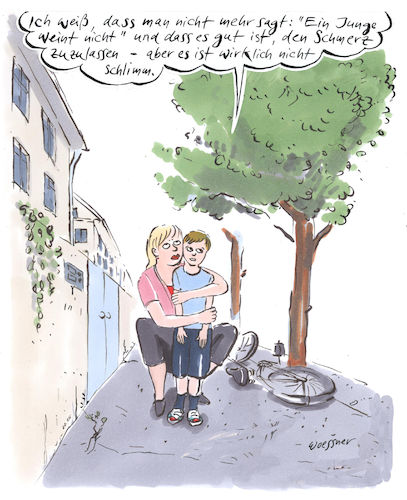 Cartoon: Schmerz zulassen (medium) by woessner tagged woessner,karikaturen,cartoons,liebe,mutterliebe,klammern,umklammerung,affenmutter,glucke,einengen,beschützen,bemuttern,muttersöhnchen,psychologie,geschlecht,schmerz,zulassen,mutter,sohn,geschlechterrolle,gender,helikoptereltern,männlich,weiblich,mann,frau,klischee,vorurteil,ein,junge,weint,nicht,indianer,fahrrad,unfall,verletzung,woessner,karikaturen,cartoons,liebe,mutterliebe,klammern,umklammerung,affenmutter,glucke,einengen,beschützen,bemuttern,muttersöhnchen,psychologie,geschlecht,schmerz,zulassen,mutter,sohn,geschlechterrolle,gender,helikoptereltern,männlich,weiblich,mann,frau,klischee,vorurteil,ein,junge,weint,nicht,indianer,fahrrad,unfall,verletzung