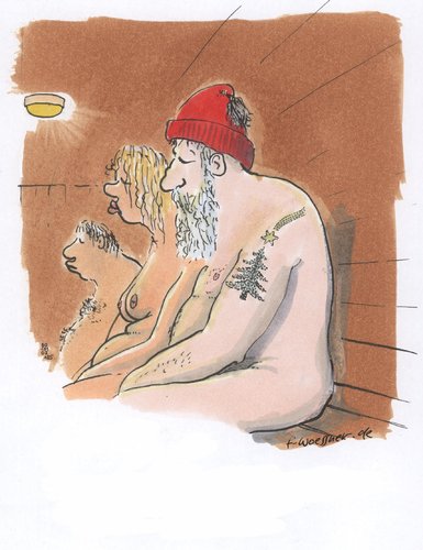 Weihnachtsmann Sauna Tätowierun