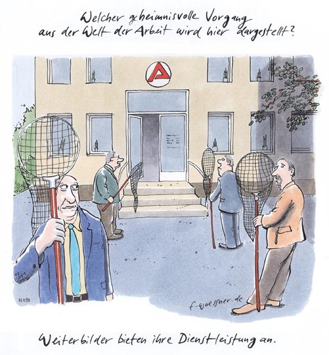 Cartoon: weiterbildung (medium) by woessner tagged weiterbildung,weiterbildungsindustrie,fortbildung,ausbildung,arbeitsamt,arbeitsagentur,hartz,arbeitslosigkeit,weiterbildung,weiterbildungsindustrie,fortbildung,ausbildung,arbeitsamt,arbeitsagentur,hartz,arbeitslosigkeit