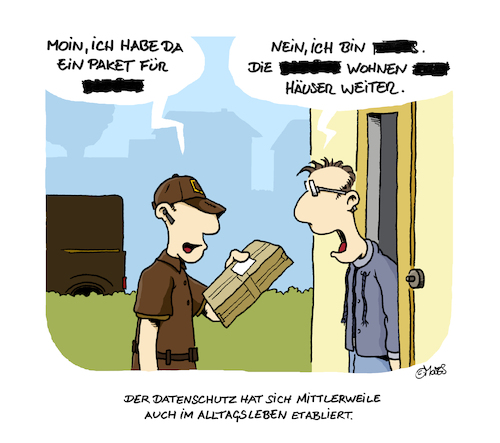 Cartoon: Datenschutz (medium) by MosesCartoons tagged datenschutz,post,lieferung,paket,nachbarschaft