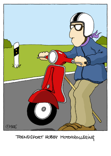 Cartoon: Hobby Motor-Rollering (medium) by MosesCartoons tagged motorroller,scooter,hobby,horsing,vespa,trend,trendsport,sport