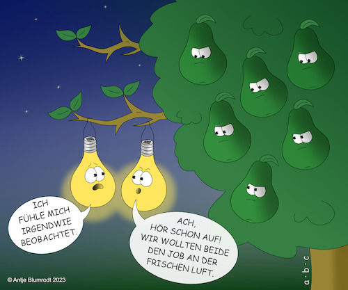 Cartoon: Birnen unter sich (medium) by a-b-c tagged abc,licht,birne,leuchtmittel,strom,glühbirne,obst,baum,garten,dunkelheit,nacht,nachtschicht,job,arbeit,angst,grusel,augen,beobachten,furcht,abc,licht,birne,leuchtmittel,strom,glühbirne,obst,baum,garten,dunkelheit,nacht,nachtschicht,job,arbeit,angst,grusel,augen,beobachten,furcht