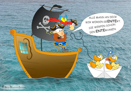 Cartoon: Enterhaken (medium) by a-b-c tagged papierschiff,befehl,blackbeard,crew,freibeuter,kaperer,käptn,manöver,matrosen,meer,piraten,piratenschiff,schiff,seeleute,seeräuberei,pirat,ente,entern,papierschiff,befehl,blackbeard,crew,freibeuter,kaperer,käptn,manöver,matrosen,meer,piraten,piratenschiff,schiff,seeleute,seeräuberei,pirat,ente,entern