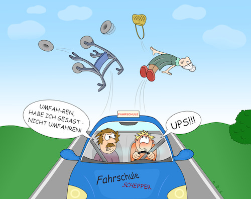 Cartoon: Fahrschule (medium) by a-b-c tagged fahren,rollator,oma,auto,wagen,fahrschule,fahrschüler,fahrlehrer,fahrerlaubnis,führerschein,lappen,fleppe,fahrstunde,unfall,schulterblick,straße,einparken,prüfung,ausbildung,theorie,praxis,verkehr,fahren,rollator,oma,auto,wagen,fahrschule,fahrschüler,fahrlehrer,fahrerlaubnis,führerschein,lappen,fleppe,fahrstunde,unfall,schulterblick,straße,einparken,prüfung,ausbildung,theorie,praxis,verkehr