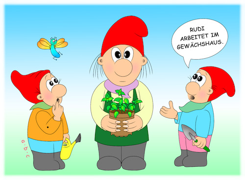 Cartoon: Wachstum (medium) by a-b-c tagged abc,zwerg,garten,gewächshaus,wachstum,größe,blumen,gartenarbeit,natur,libelle,riese,abc,zwerg,garten,gewächshaus,wachstum,größe,blumen,gartenarbeit,natur,libelle,riese