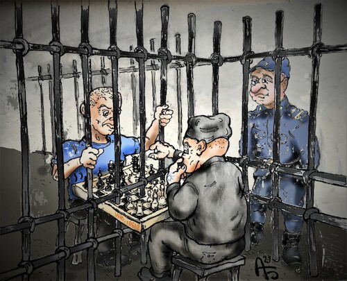 Cartoon: Einladungsturnier (medium) by Back tagged einladungsturnier,disqualifikation,gefängnis,knast,chess,schach,schachspiel