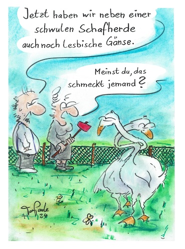 Cartoon: Bald Martinstag (medium) by TomPauLeser tagged gänse,gans,schafe,homosexuell,tier,tiere,schafherde,gänsezucht,schwul,lesbisch,martinsgans,sankt,martin,weihnachtsganz,schlachten,schlachtung,schmecken,geschmack,beil,tiertod,fleisch,gänsefleisch,gänsebraten