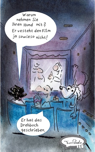 Cartoon: Drehbuchautor (medium) by TomPauLeser tagged kino,cinema,hund,film,buch,drehbuchautor