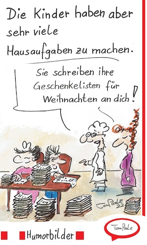 Cartoon: Schnellschreiber Vielschreiber (medium) by TomPauLeser tagged weihnachten,geschenke,wunschzettel,hazsaufgabe,hausaufgaben,enkel,oma,mutter,bruder,schwester,weihnachtsgeschenke,christmas