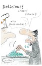 Cartoon: Fake Food (small) by TomPauLeser tagged fake,food,restaurant,chinese,glas,noodles,spicy,sharp,crispy